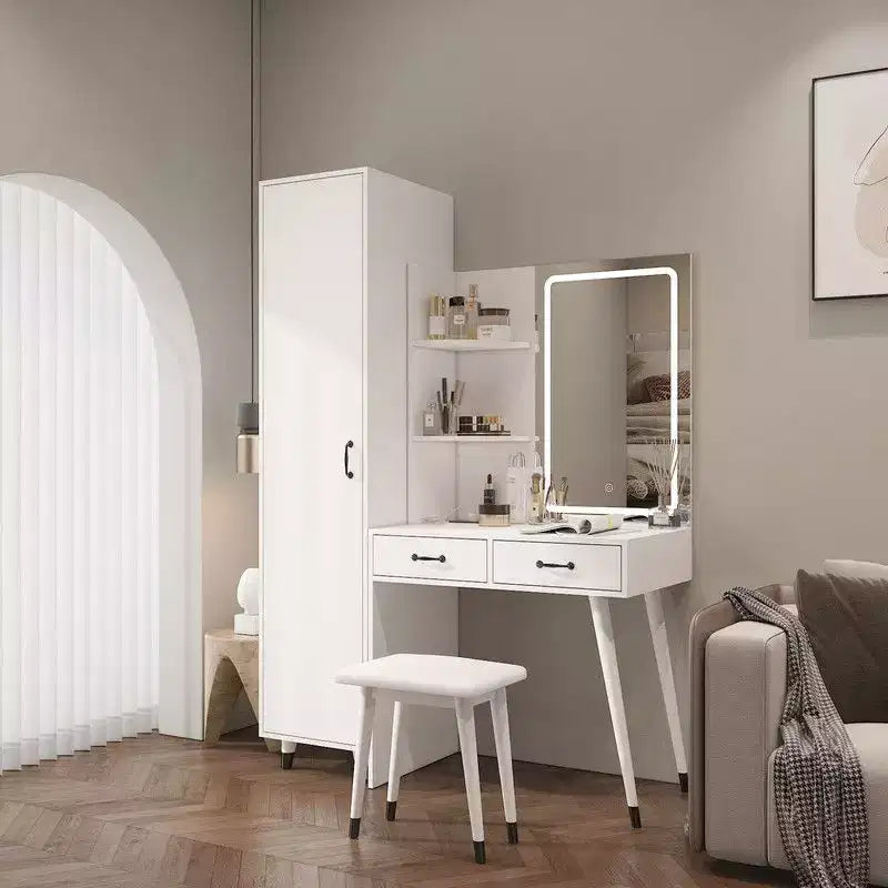 Juego de tocador Karl Home White para maquillaje y armario ropero delgado