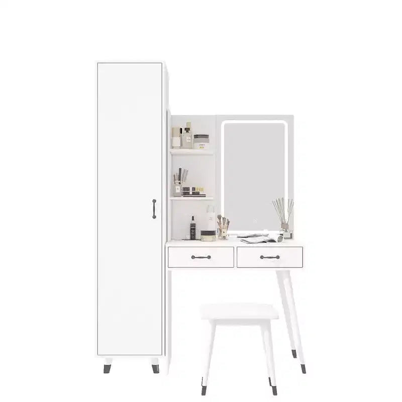 Juego de tocador Karl Home White para maquillaje y armario ropero delgado