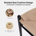 MAYEERTY Taburete de bar tejido con patas en forma de horquilla, completamente ensamblado, color beige, moderno y resistente para isla de cocina