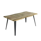 Mesa de comedor rectangular para 6 de Homy Casa 63, mesa moderna con aspecto de madera y patas de metal negro