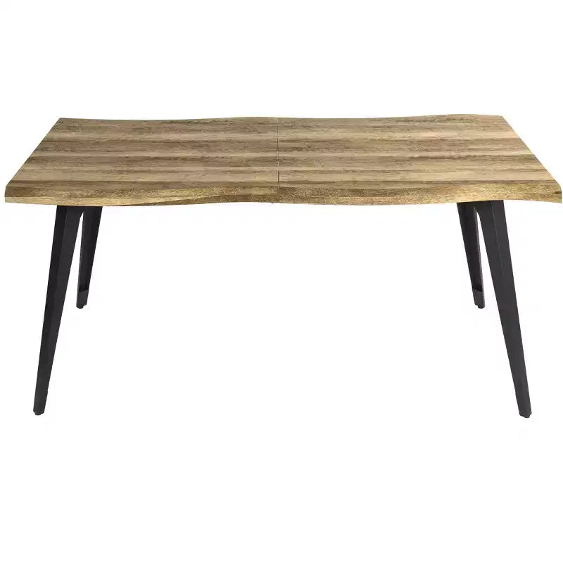 Mesa de comedor rectangular para 6 de Homy Casa 63, mesa moderna con aspecto de madera y patas de metal negro