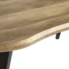 Mesa de comedor rectangular para 6 de Homy Casa 63, mesa moderna con aspecto de madera y patas de metal negro