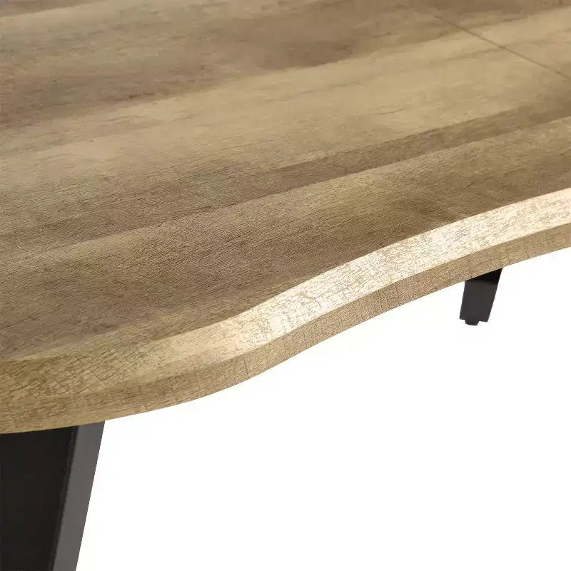 Mesa de comedor rectangular para 6 de Homy Casa 63, mesa moderna con aspecto de madera y patas de metal negro
