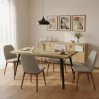 Mesa de comedor rectangular para 6 de Homy Casa 63, mesa moderna con aspecto de madera y patas de metal negro