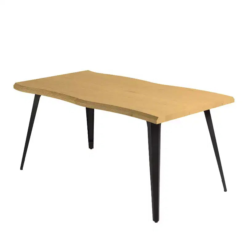 Mesa de comedor rectangular para 6 de Homy Casa 63, mesa moderna con aspecto de madera y patas de metal negro