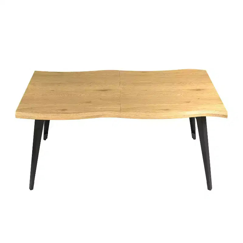 Mesa de comedor rectangular para 6 de Homy Casa 63, mesa moderna con aspecto de madera y patas de metal negro