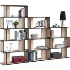 Juego de estanterías de 3 piezas Nathan de Kings Brand Furniture con estantes de 3, 4 y 5 niveles, organizador moderno de madera de roble/negro para exhibición y almacenamiento
