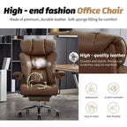 Silla de oficina ergonómica Efomao 450LBS con reposapiés, silla ejecutiva de cuero PU de respaldo alto con soporte lumbar y reposabrazos ajustables