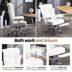 Silla de oficina ergonómica Efomao 450LBS con reposapiés, silla ejecutiva de cuero PU de respaldo alto con soporte lumbar y reposabrazos ajustables