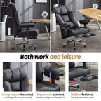 Silla de oficina ergonómica Efomao 450LBS con reposapiés, silla ejecutiva de cuero PU de respaldo alto con soporte lumbar y reposabrazos ajustables