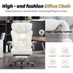 Silla de oficina ergonómica Efomao 450LBS con reposapiés, silla ejecutiva de cuero PU de respaldo alto con soporte lumbar y reposabrazos ajustables