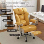 Silla de oficina ergonómica Efomao 450LBS con reposapiés, silla ejecutiva de cuero PU de respaldo alto con soporte lumbar y reposabrazos ajustables