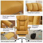 Silla de oficina ergonómica Efomao 450LBS con reposapiés, silla ejecutiva de cuero PU de respaldo alto con soporte lumbar y reposabrazos ajustables