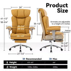 Silla de oficina ergonómica Efomao 450LBS con reposapiés, silla ejecutiva de cuero PU de respaldo alto con soporte lumbar y reposabrazos ajustables