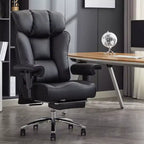 Silla de oficina ergonómica Efomao 450LBS con reposapiés, silla ejecutiva de cuero PU de respaldo alto con soporte lumbar y reposabrazos ajustables