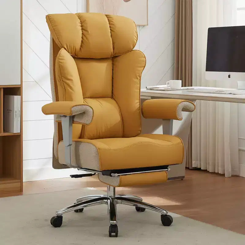 Silla de oficina ergonómica Efomao 450LBS con reposapiés, silla ejecutiva de cuero PU de respaldo alto con soporte lumbar y reposabrazos ajustables