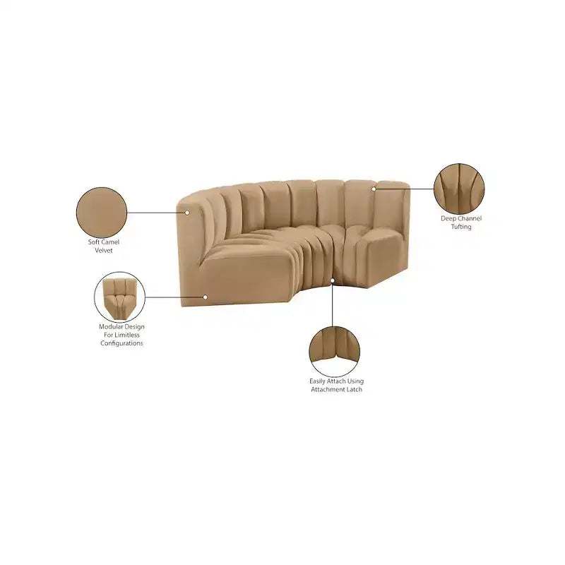 Meridian Furniture, Sofá modular de terciopelo Arc