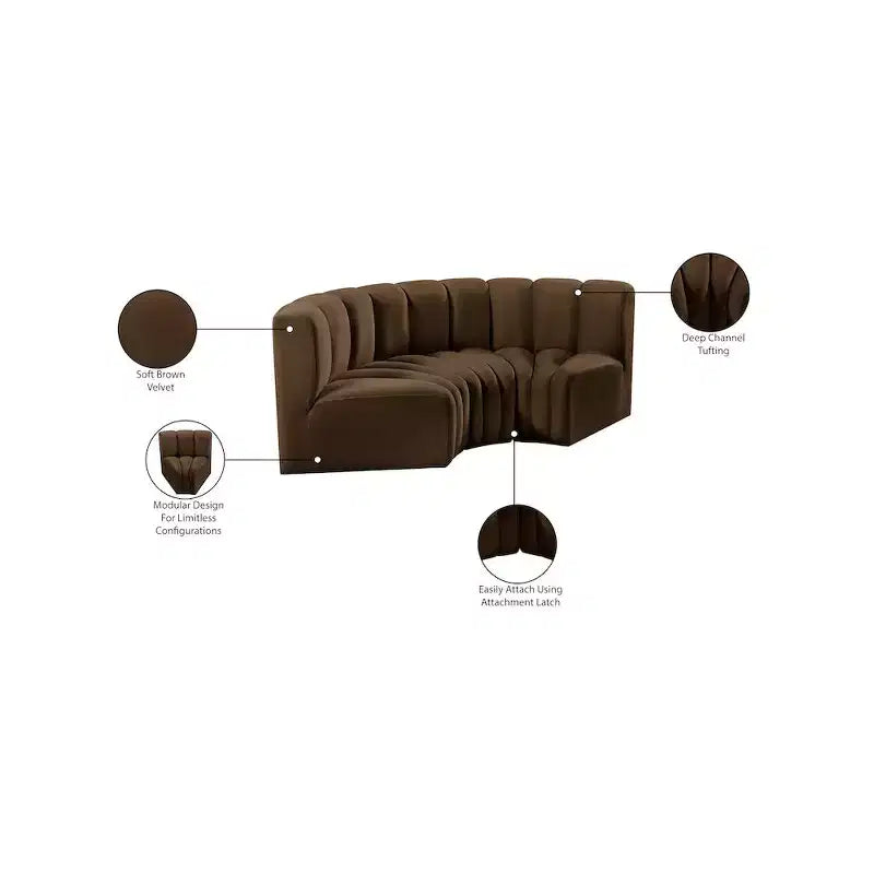 Meridian Furniture, Sofá modular de terciopelo Arc