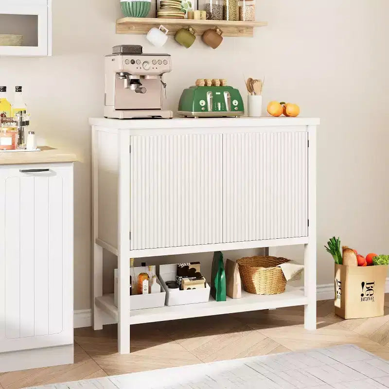 Mesas de sofá estrechas con almacenamiento, mesa consola con 2 puertas, aparador moderno con estante de almacenamiento, barra de café para sala de estar, oficina (blanco)