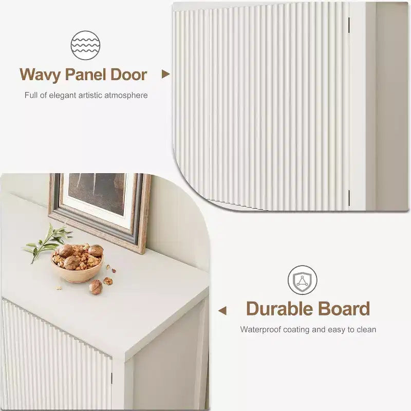 Mesas de sofá estrechas con almacenamiento, mesa consola con 2 puertas, aparador moderno con estante de almacenamiento, barra de café para sala de estar, oficina (blanco)