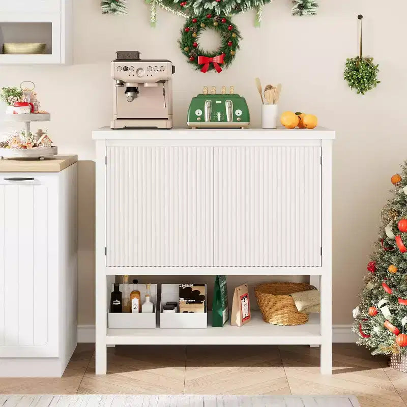 Mesas de sofá estrechas con almacenamiento, mesa consola con 2 puertas, aparador moderno con estante de almacenamiento, barra de café para sala de estar, oficina (blanco)