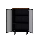 Moderno armario de dos puertas con puertas de cristal y tres niveles de almacenamiento, 72 cm de exclusiva tapa de abeto para entrada o casa, negro