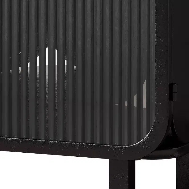 Moderno armario de dos puertas con puertas de cristal y tres niveles de almacenamiento, 72 cm de exclusiva tapa de abeto para entrada o casa, negro