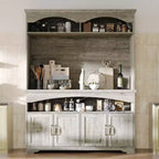 Mueble de almacenamiento rústico multifuncional Famapy, vitrina y estantería, mueble de almacenamiento para sala de estar, despensa de cocina para guardar vajilla