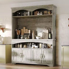 Mueble de almacenamiento rústico multifuncional Famapy, vitrina y estantería, mueble de almacenamiento para sala de estar, despensa de cocina para guardar vajilla