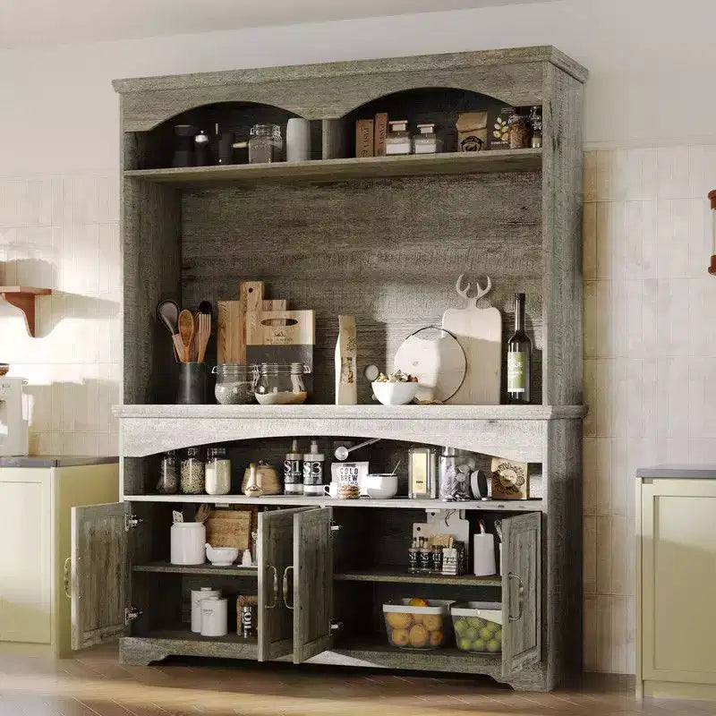 Mueble de almacenamiento rústico multifuncional Famapy, vitrina y estantería, mueble de almacenamiento para sala de estar, despensa de cocina para guardar vajilla