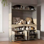Mueble de almacenamiento rústico multifuncional Famapy, vitrina y estantería, mueble de almacenamiento para sala de estar, despensa de cocina para guardar vajilla