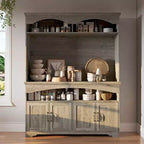 Mueble de almacenamiento rústico multifuncional Famapy, vitrina y estantería, mueble de almacenamiento para sala de estar, despensa de cocina para guardar vajilla