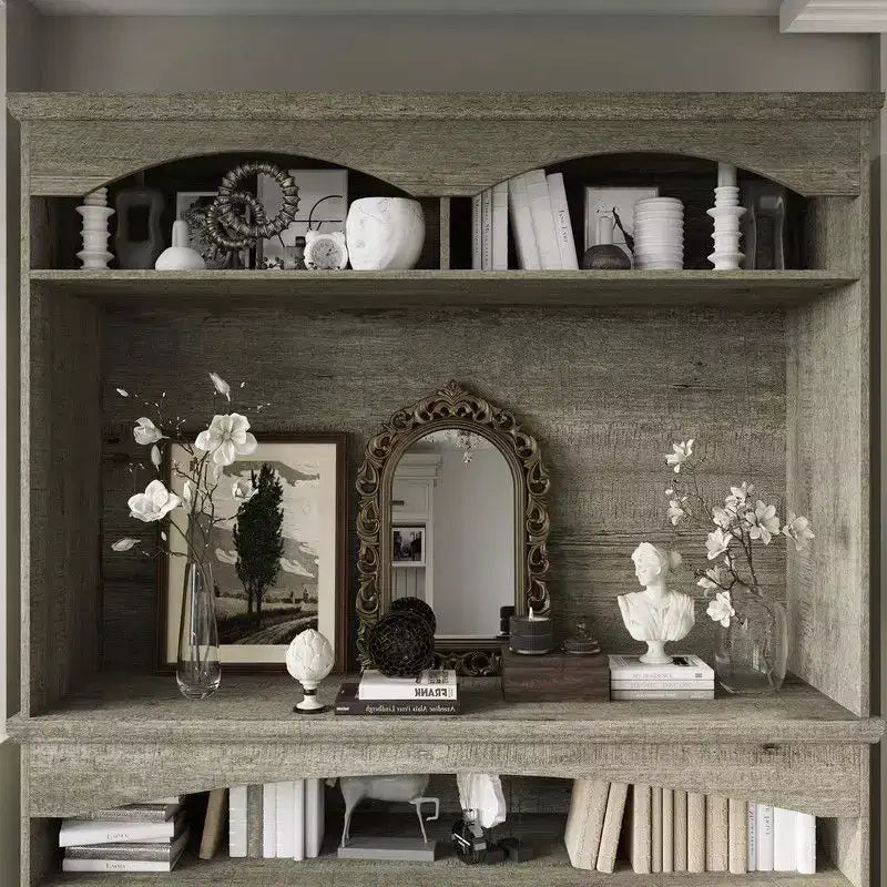 Mueble de almacenamiento rústico multifuncional Famapy, vitrina y estantería, mueble de almacenamiento para sala de estar, despensa de cocina para guardar vajilla