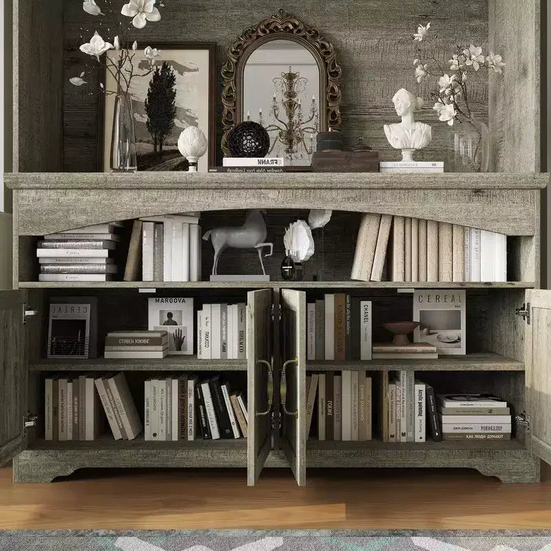 Mueble de almacenamiento rústico multifuncional Famapy, vitrina y estantería, mueble de almacenamiento para sala de estar, despensa de cocina para guardar vajilla