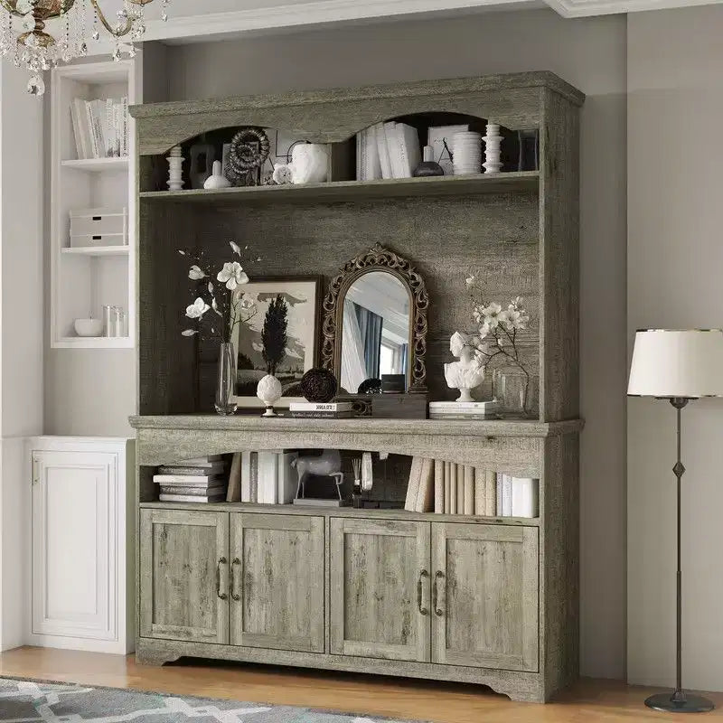 Mueble de almacenamiento rústico multifuncional Famapy, vitrina y estantería, mueble de almacenamiento para sala de estar, despensa de cocina para guardar vajilla