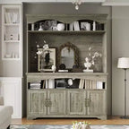 Mueble de almacenamiento rústico multifuncional Famapy, vitrina y estantería, mueble de almacenamiento para sala de estar, despensa de cocina para guardar vajilla