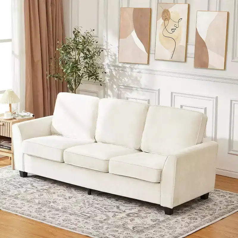 Sofá de 3 plazas extragrande moderno de chenilla de 83 pulgadas, sofá biplaza cómodo de asiento profundo, sofá nube lavable para el hogar, la oficina o el apartamento