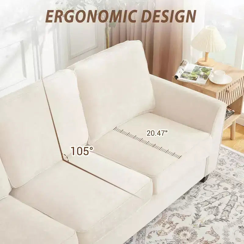 Sofá de 3 plazas extragrande moderno de chenilla de 83 pulgadas, sofá biplaza cómodo de asiento profundo, sofá nube lavable para el hogar, la oficina o el apartamento