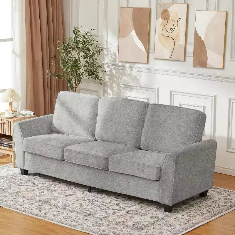 Sofá de 3 plazas extragrande moderno de chenilla de 83 pulgadas, sofá biplaza cómodo de asiento profundo, sofá nube lavable para el hogar, la oficina o el apartamento