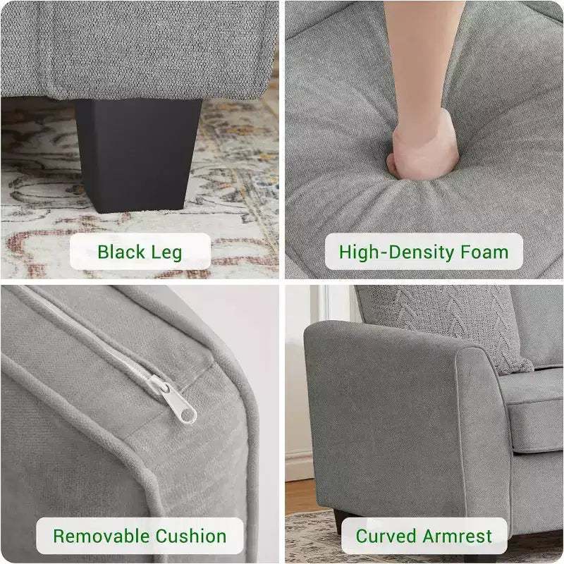 Sofá de 3 plazas extragrande moderno de chenilla de 83 pulgadas, sofá biplaza cómodo de asiento profundo, sofá nube lavable para el hogar, la oficina o el apartamento