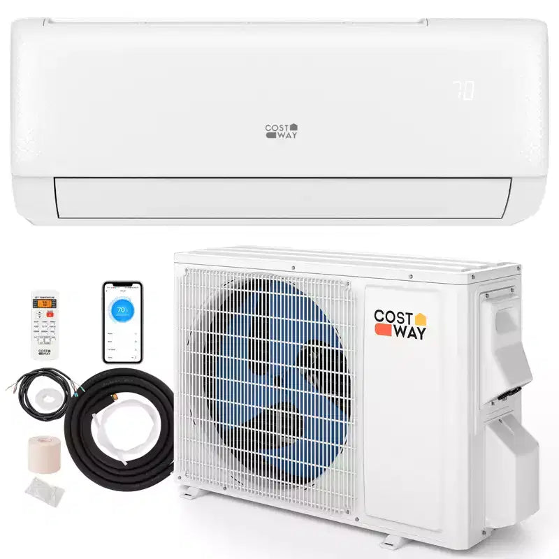 Costway 9100BTU Wifi Enabled Mini Split AC 20.5 SEER2115V Inverter Air Conditioner White/Gray