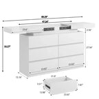Tocador Dyonery Modern de 6 cajones con tapa deslizante, con cajones y organizador para dormitorio, armario y sala de estar