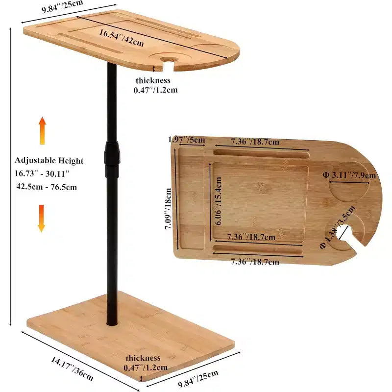 Mesa auxiliar en forma de C para sofá, mesa auxiliar giratoria 360 y de altura regulable para cama, mesa auxiliar para TV