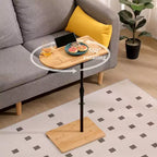 Mesa auxiliar en forma de C para sofá, mesa auxiliar giratoria 360 y de altura regulable para cama, mesa auxiliar para TV