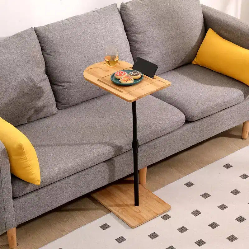 Mesa auxiliar en forma de C para sofá, mesa auxiliar giratoria 360 y de altura regulable para cama, mesa auxiliar para TV
