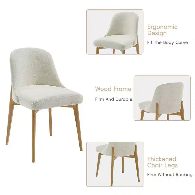 Juego de mesa de comedor redonda moderna PexFix 46 con 8 sillas tapizadas, tapa de madera texturizada natural, base de pedestal plisada, asientos beige para cocina comedor