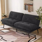 MUUEGM 72 Convertible Futon Sofa Bed, Terry Cloth Couch with Adjustable Backrest & Washable Covers for Small Spaces, Living Room