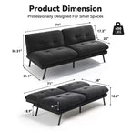 MUUEGM Sofá Cama Futón Convertible 72, Sofá de Tela de Rizo con Respaldo Ajustable y Fundas Lavables para Espacios Pequeños, Sala de Estar