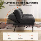MUUEGM Sofá Cama Futón Convertible 72, Sofá de Tela de Rizo con Respaldo Ajustable y Fundas Lavables para Espacios Pequeños, Sala de Estar