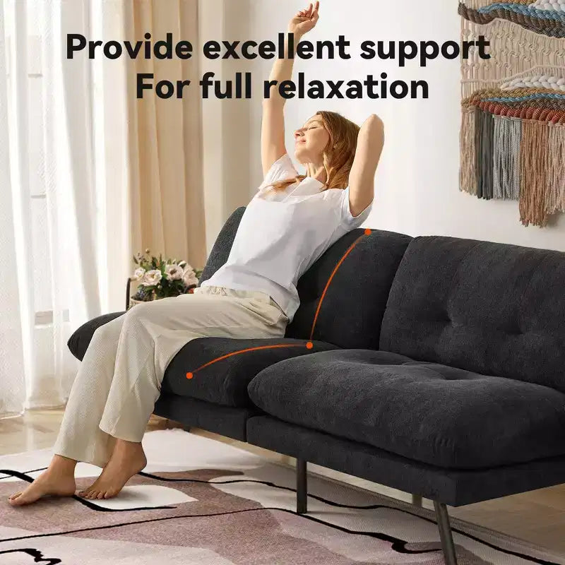 MUUEGM Sofá Cama Futón Convertible 72, Sofá de Tela de Rizo con Respaldo Ajustable y Fundas Lavables para Espacios Pequeños, Sala de Estar